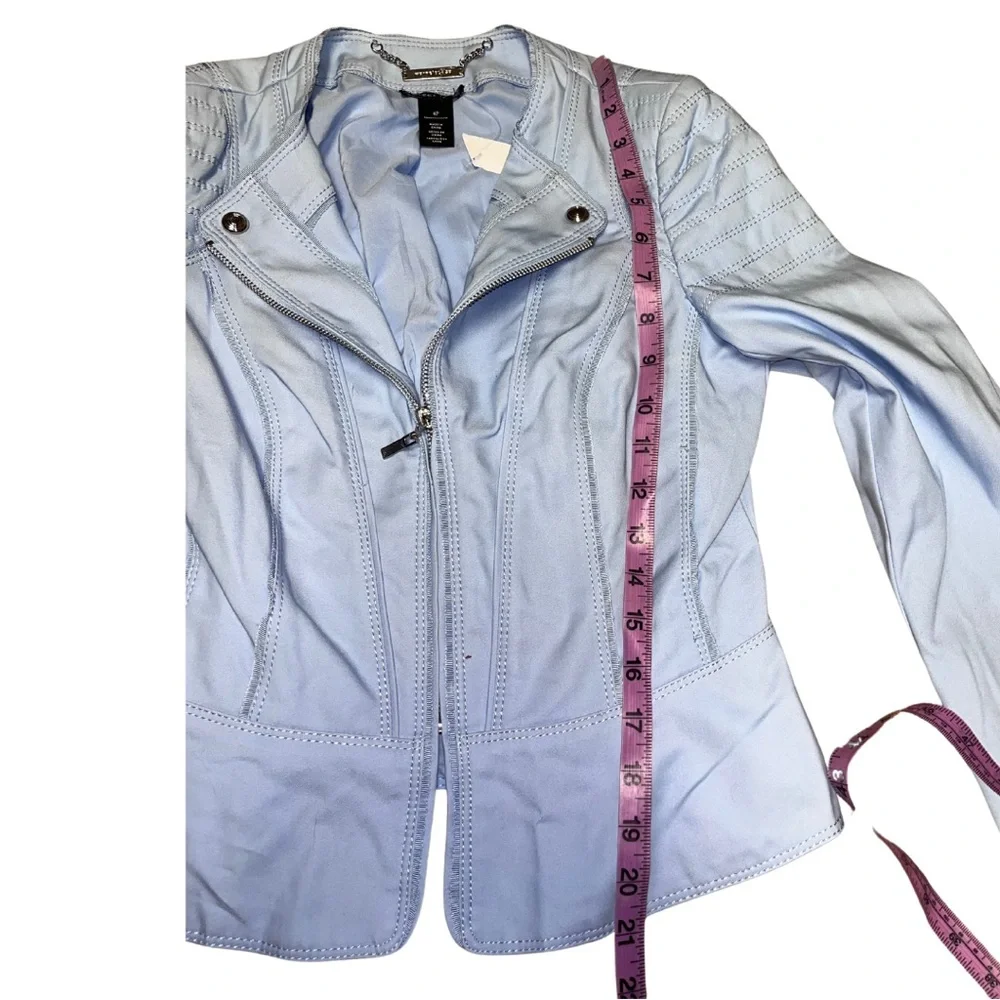 White House Black Market Blue Blazer Fitted Asymmetrical sz 4 Petite - Picture 5 of 9